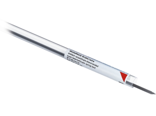 dentaflex® roestvast staal, rechte draad, 3-strengs gedraaid, .020" (0,5 mm), rond